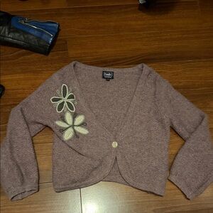 Twik Mauve Cardigan with Floral Design